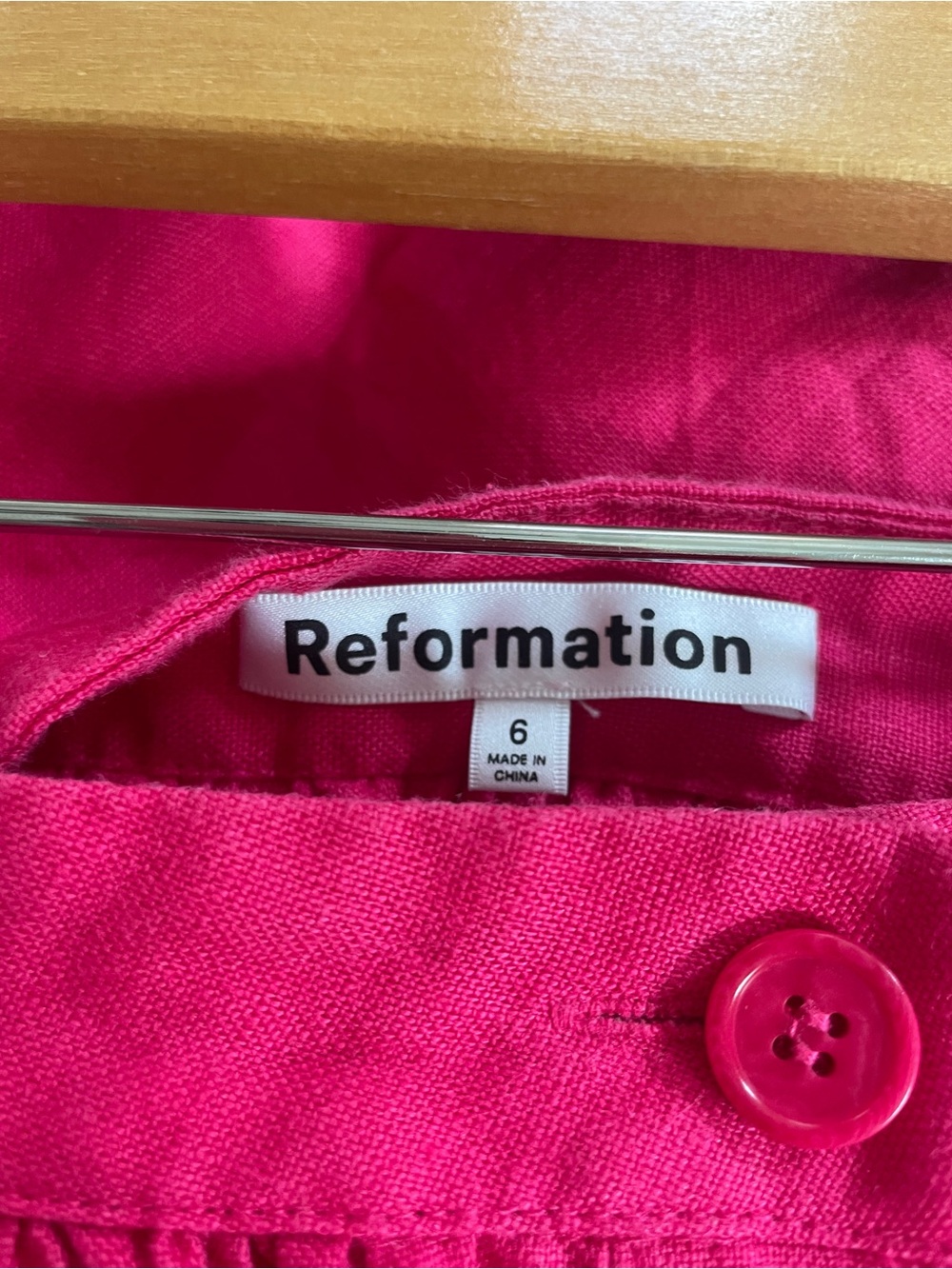 (Reformation) Hot Pink Button-Front Midi Skirt Set - Picture 8 of 9